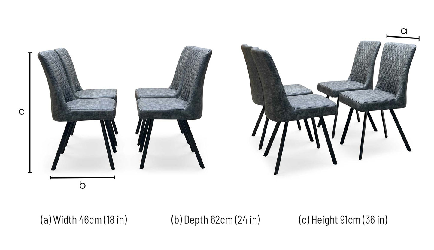 ‘Earth’ Graphite Grey Faux Leather Set of 4 Dining Chairs
