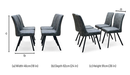 ‘Earth’ Graphite Grey Faux Leather Set of 4 Dining Chairs