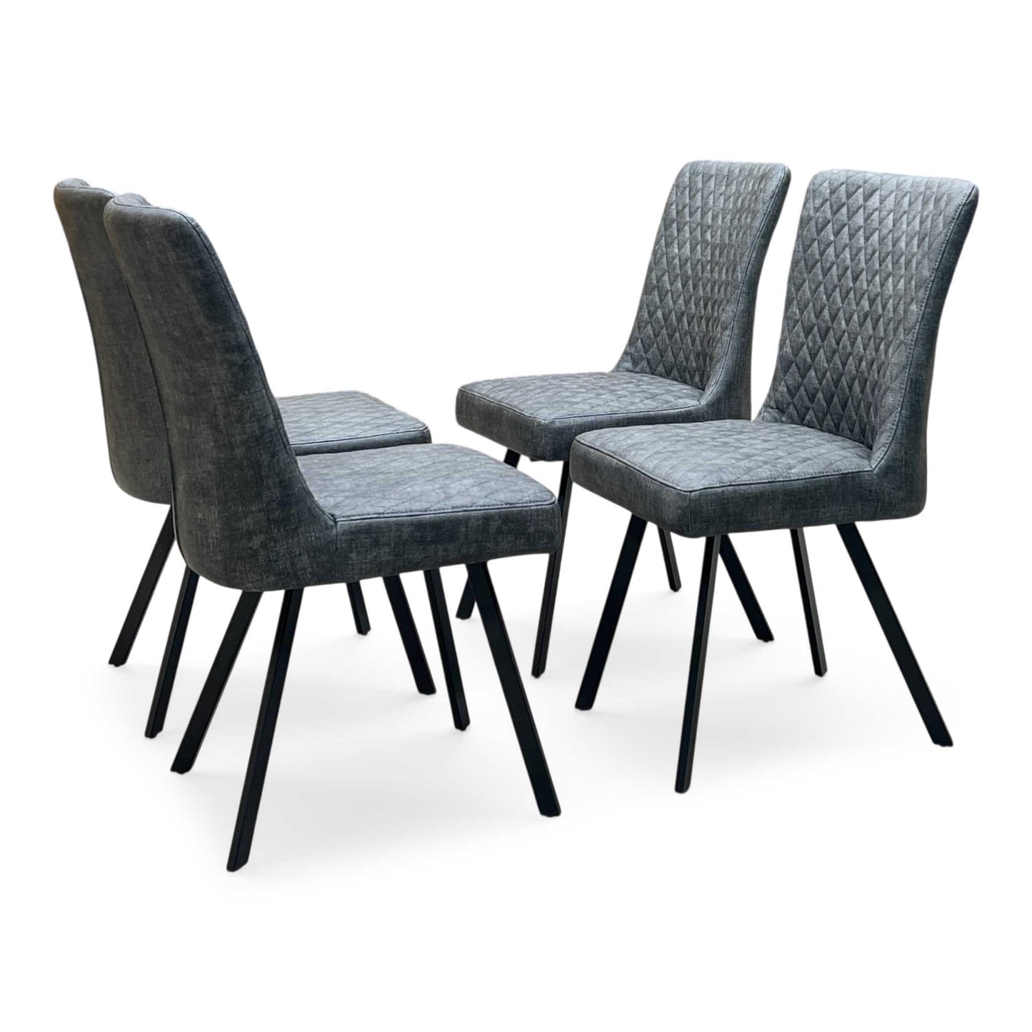 ‘Earth’ Graphite Grey Faux Leather Set of 4 Dining Chairs