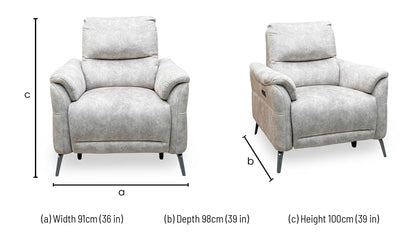 ‘Daytona’ Marble Cream Velvet Fabric Power Recliner Chair Furniture Village