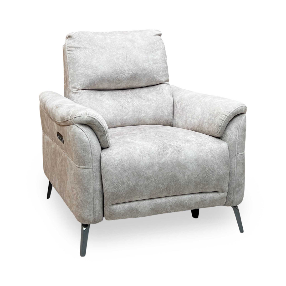 ‘Daytona’ Marble Cream Velvet Fabric Power Recliner Chair Furniture Village