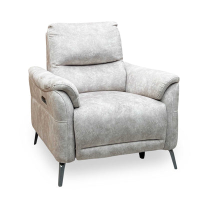 ‘Daytona’ Marble Cream Velvet Fabric Power Recliner Chair Furniture Village