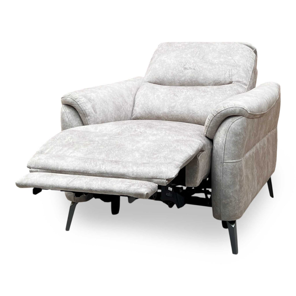 ‘Daytona’ Marble Cream Velvet Fabric Power Recliner Chair Furniture Village