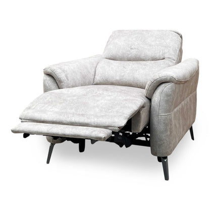 ‘Daytona’ Marble Cream Velvet Fabric Power Recliner Chair Furniture Village
