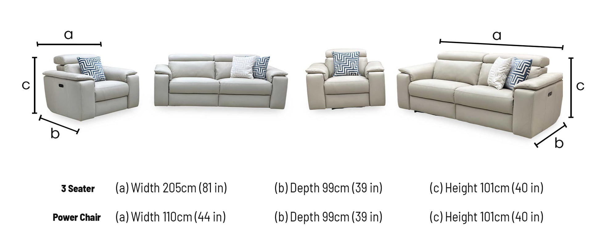 Nicoletti ‘Davide’ Torello 352 Fango Cream Leather 3 Seater Power Recliner Sofa + Power Chair Furniture Village