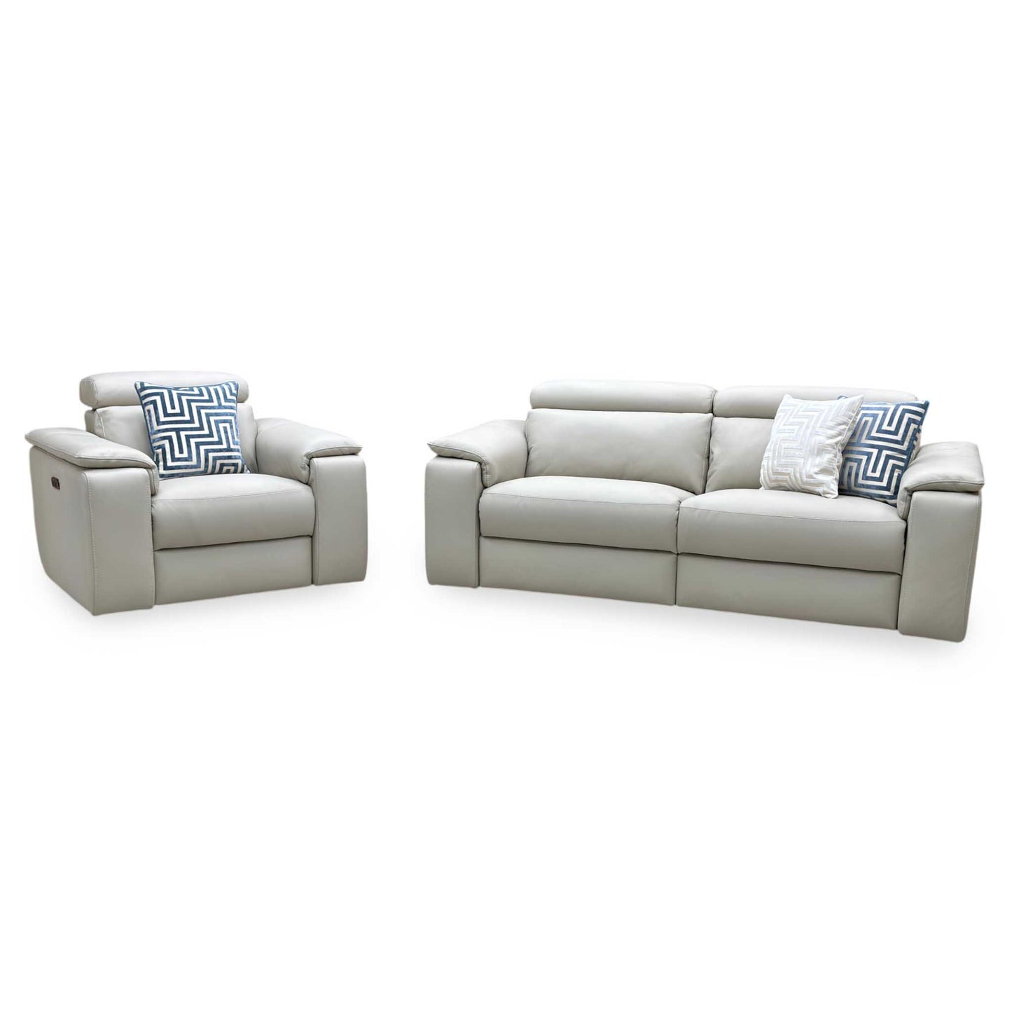 Nicoletti ‘Davide’ Torello 352 Fango Cream Leather 3 Seater Power Recliner Sofa + Power Chair Furniture Village