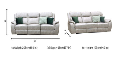 ‘Texas’ Stainley Stone Microfibre 3 Seater Power Recliner Sofa Thornbrook (a Joseph James brand)