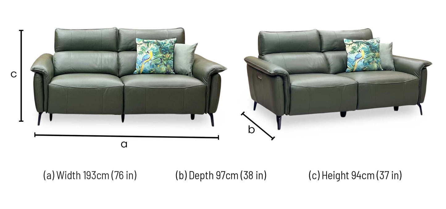 ‘Jude' Oslo Pine Green Cat-40 10 Leather 3 + 3 Seater Power Recliner with Telescopic Headrests Sofa Set