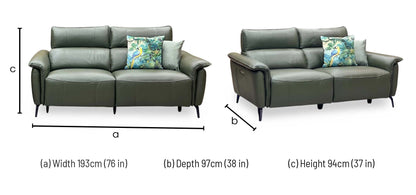 ‘Jude' Oslo Pine Green Cat-40 10 Leather 3 + 3 Seater Power Recliner with Telescopic Headrests Sofa Set