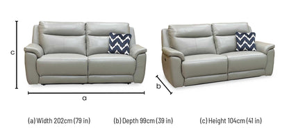 'Bobby' Cat-55/64 Elephant Grey Leather 2 Seater Power Recliner Sofa Direct From Manufacturer