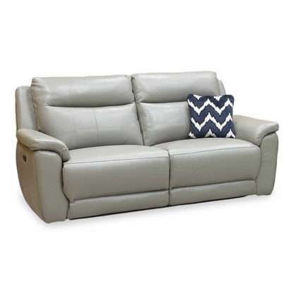 'Bobby' Cat-55/64 Elephant Grey Leather 2 Seater Power Recliner Sofa Direct From Manufacturer