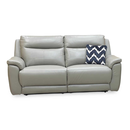 'Bobby' Cat-55/64 Elephant Grey Leather 2 Seater Power Recliner Sofa Direct From Manufacturer