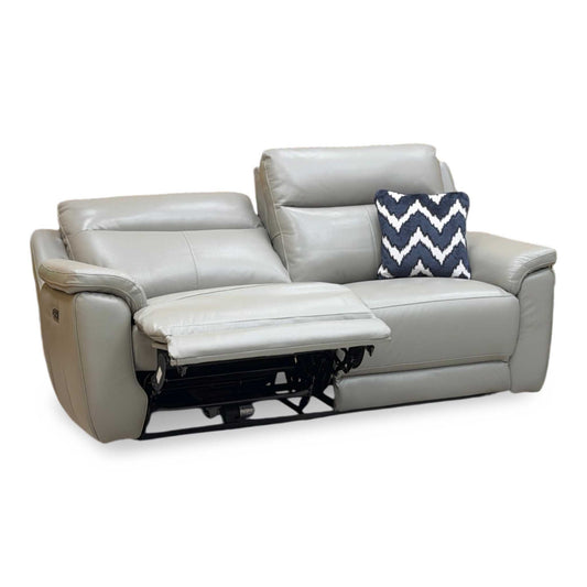 'Bobby' Cat-55/64 Elephant Grey Leather 2 Seater Power Recliner Sofa Direct From Manufacturer