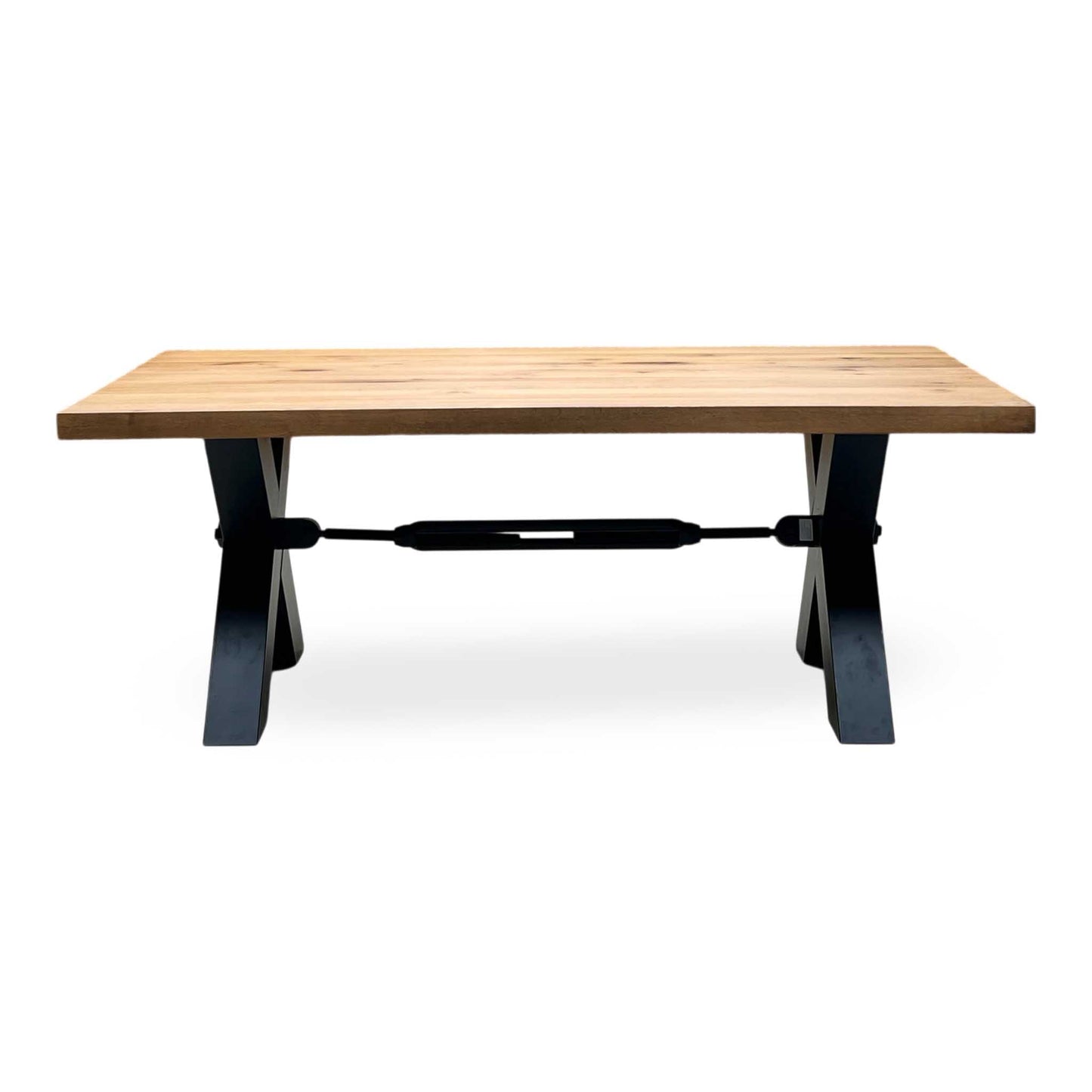 Bodahl 'Terra' 6 Old Bassano Solid Oak Straight Top 200cm Dining Table with Metal X-Shaped Legs