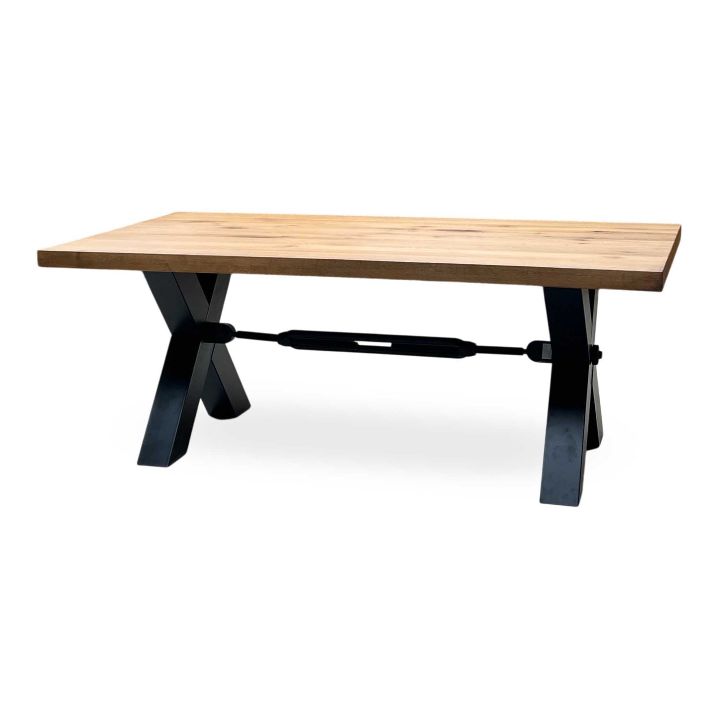 Bodahl 'Terra' 6 Old Bassano Solid Oak Straight Top 200cm Dining Table with Metal X-Shaped Legs