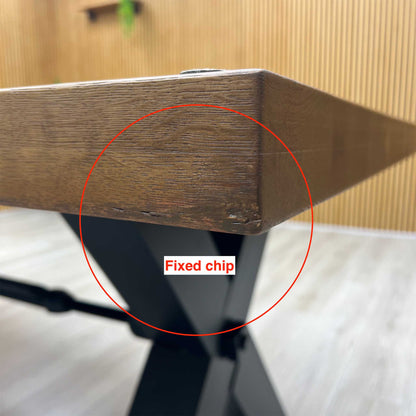 Bodahl 'Terra' 6 Old Bassano Solid Oak Straight Top 200cm Dining Table with Metal X-Shaped Legs