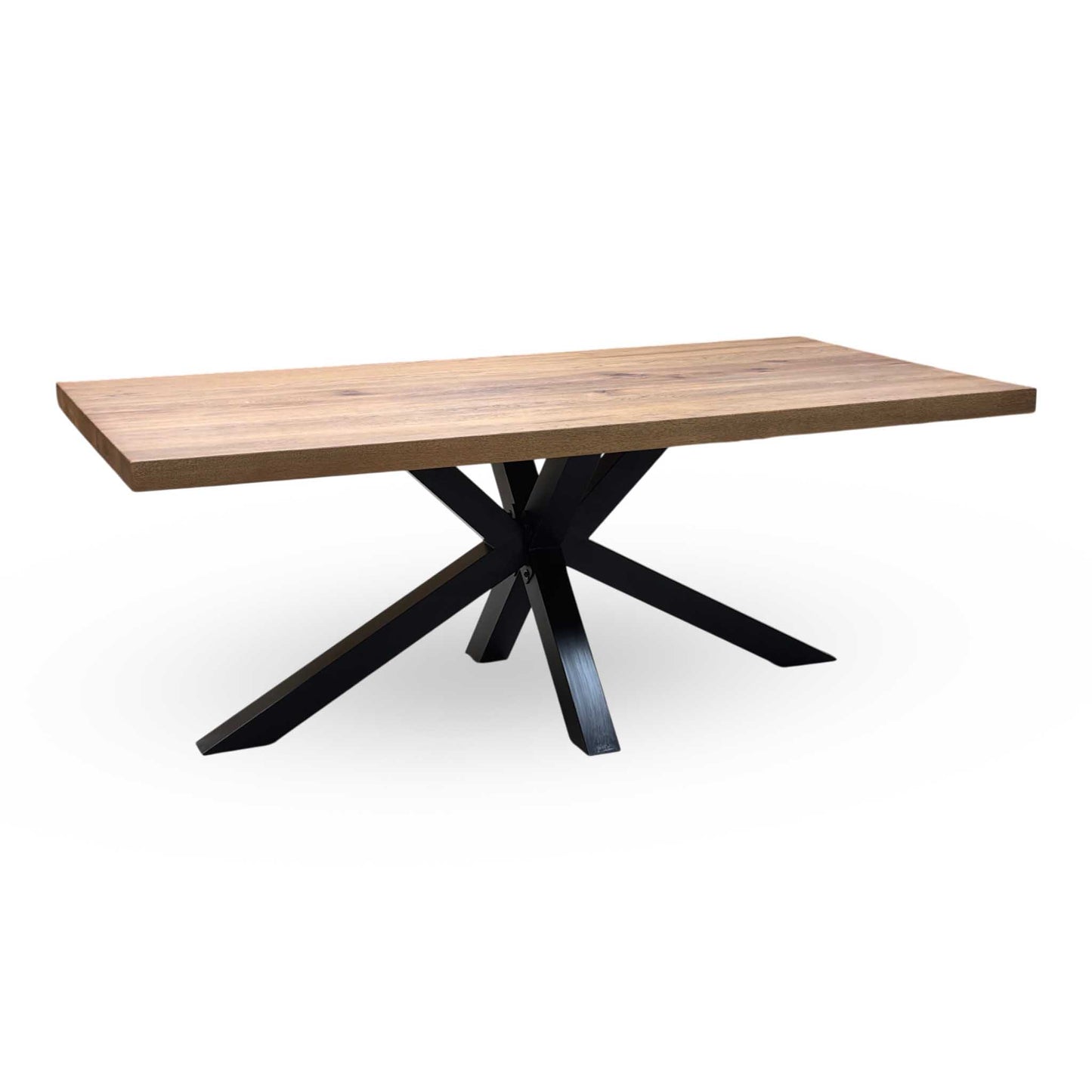 Bodahl 'Terra' 6 Old Bassano Solid Oak Straight Top 200cm Dining Table with Metal Star Base Furniture Village