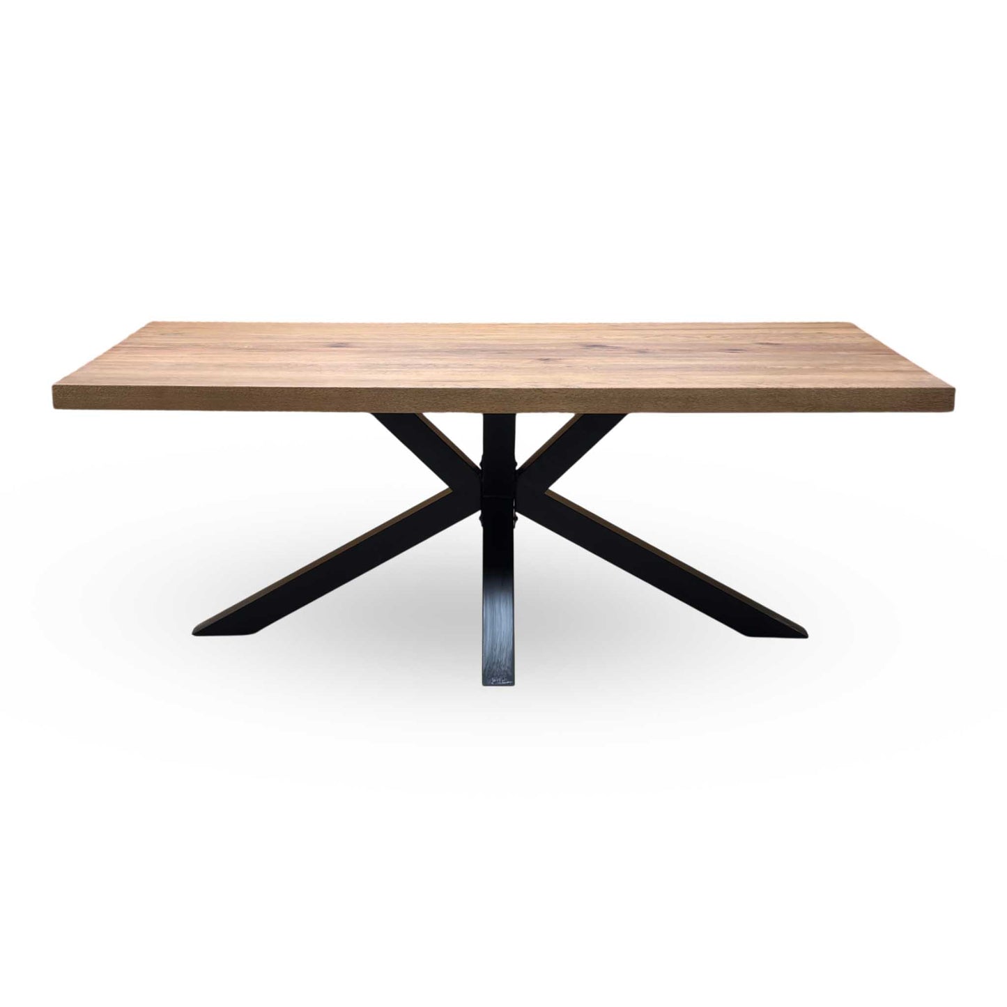 Bodahl 'Terra' 6 Old Bassano Solid Oak Straight Top 200cm Dining Table with Metal Star Base Furniture Village