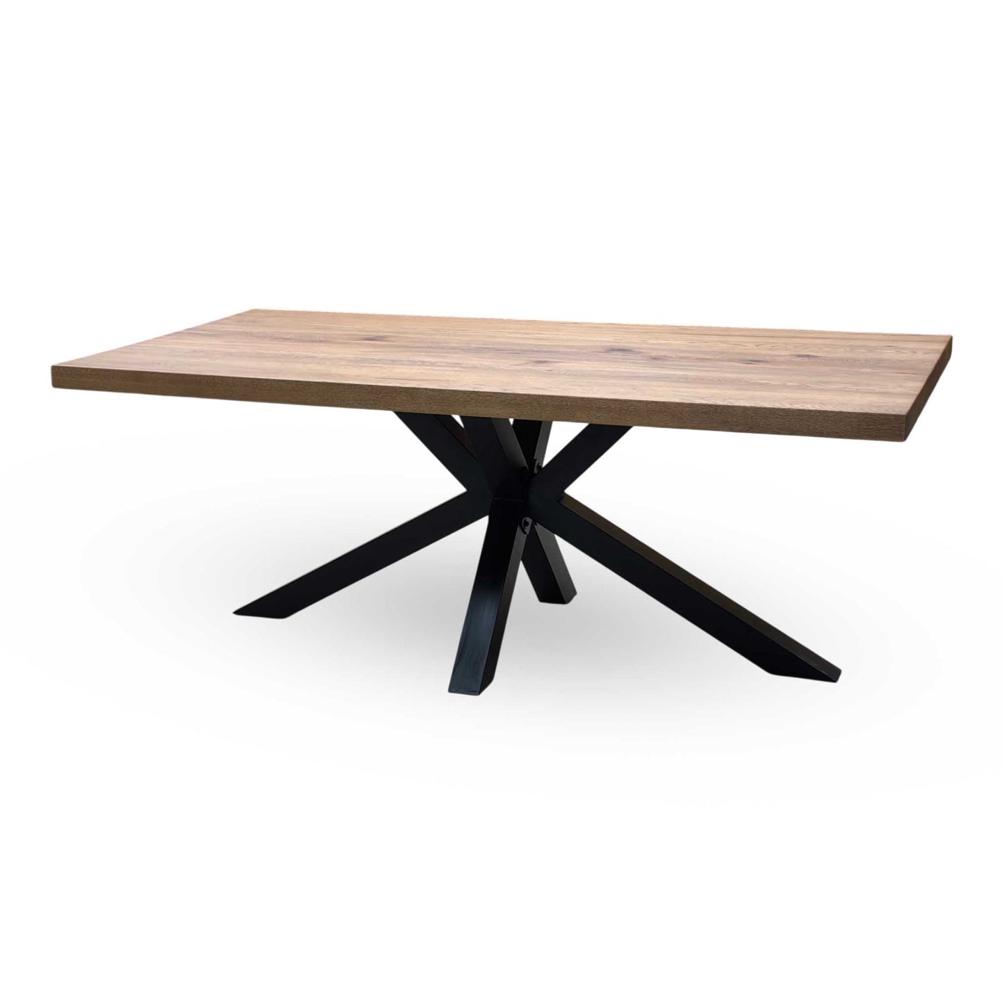 Bodahl 'Terra' 6 Old Bassano Solid Oak Straight Top 200cm Dining Table with Metal Star Base Furniture Village