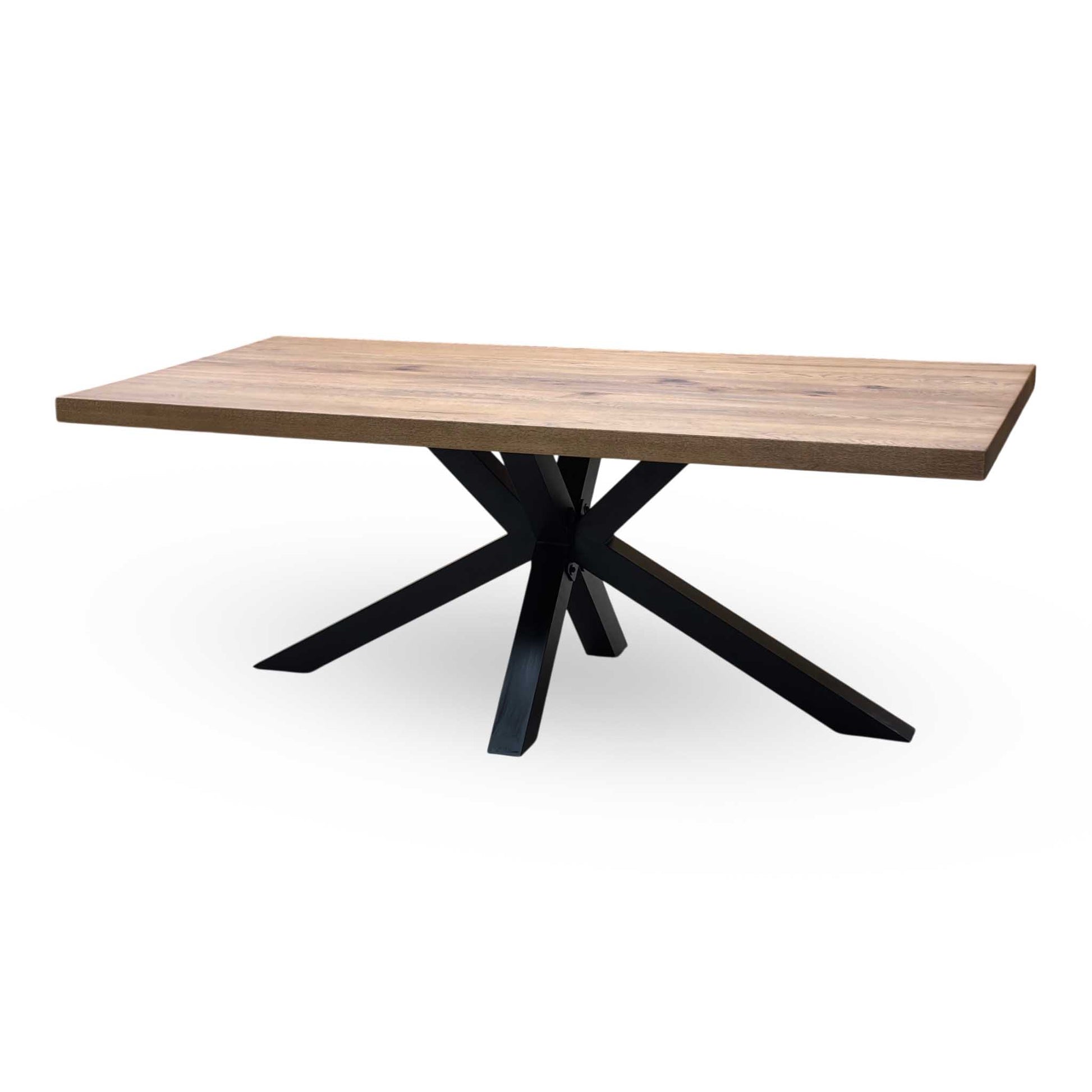Bodahl 'Terra' 6 Old Bassano Solid Oak Straight Top 200cm Dining Table with Metal Star Base Furniture Village