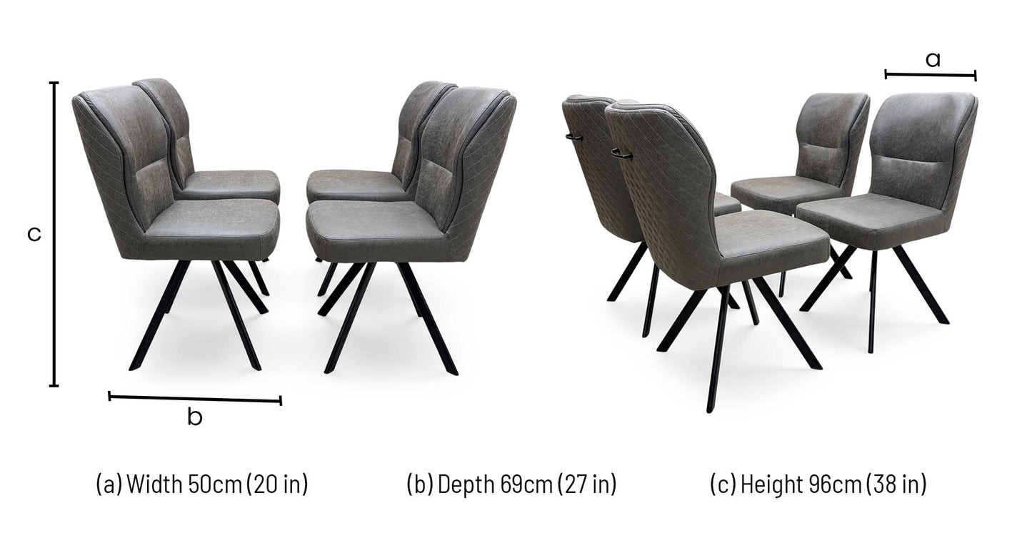 'Bodahl 'Terra' Steel Grey Fabric Set of 4 Swivel Dining Chairs Furniture Village
