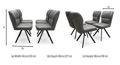'Bodahl 'Terra' Steel Grey Fabric Set of 4 Swivel Dining Chairs Furniture Village