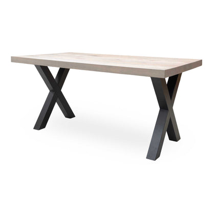 Bodahl ‘Terra’ 8 Vintage Grey Solid Oak 160cm Straight Edge Compact Dining Table with Steel Grey Fabric Set of 4 Swivel Dining Chairs Furniture Village