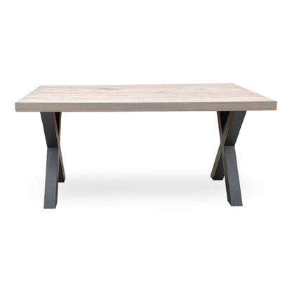 Bodahl ‘Terra’ 8 Vintage Grey Solid Oak 160cm Straight Edge Compact Dining Table with Steel Grey Fabric Set of 4 Swivel Dining Chairs Furniture Village