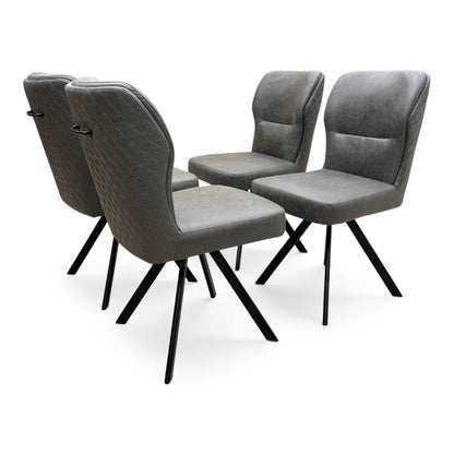 'Bodahl 'Terra' Steel Grey Fabric Set of 4 Swivel Dining Chairs Furniture Village