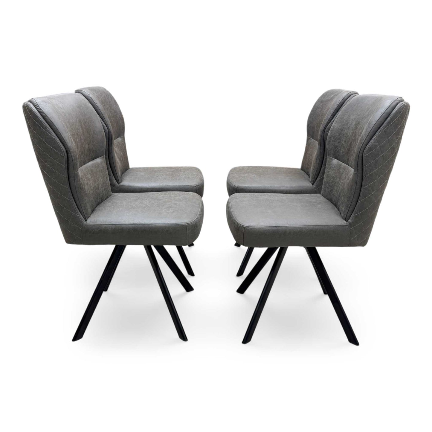 'Bodahl 'Terra' Steel Grey Fabric Set of 4 Swivel Dining Chairs Furniture Village
