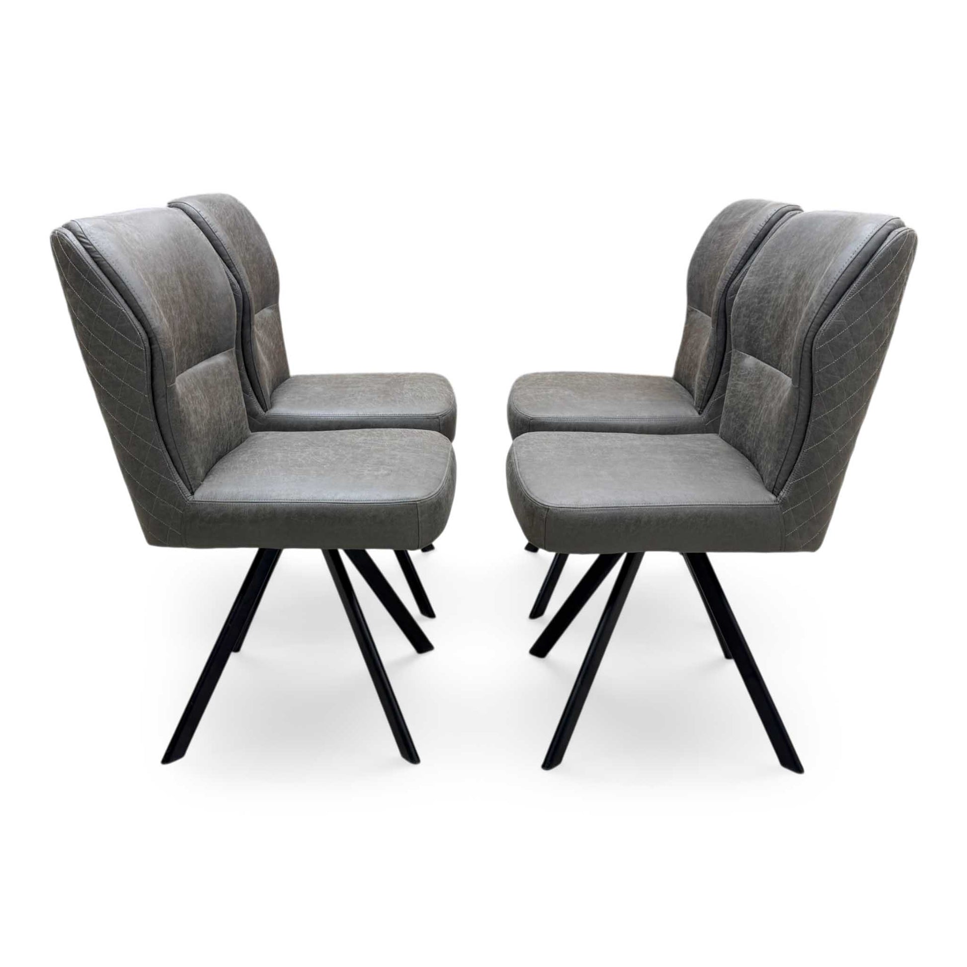 'Bodahl 'Terra' Steel Grey Fabric Set of 4 Swivel Dining Chairs Furniture Village