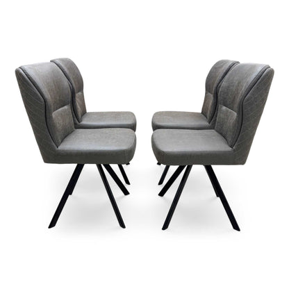 'Bodahl 'Terra' Steel Grey Fabric Set of 4 Swivel Dining Chairs Furniture Village