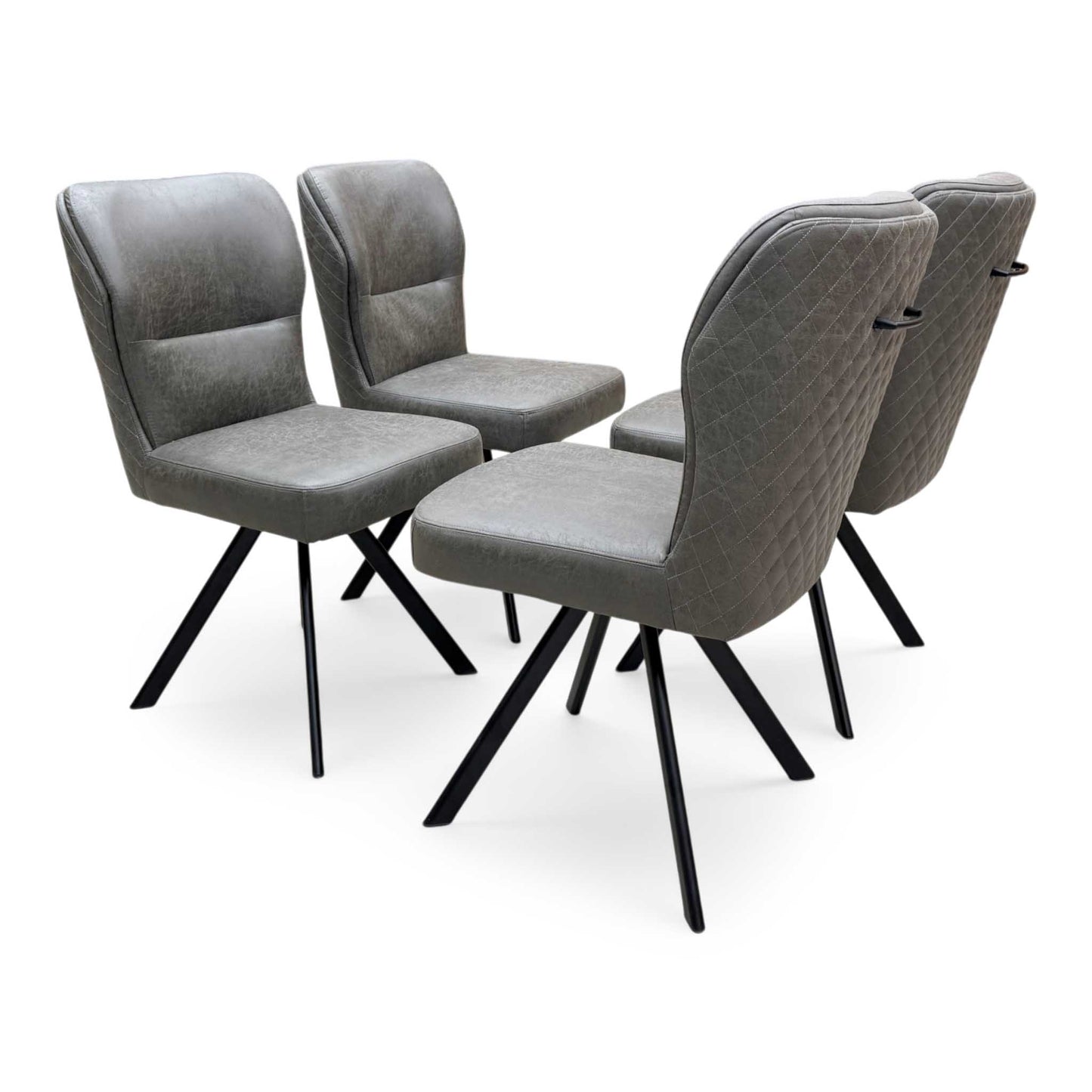 'Bodahl 'Terra' Steel Grey Fabric Set of 4 Swivel Dining Chairs Furniture Village