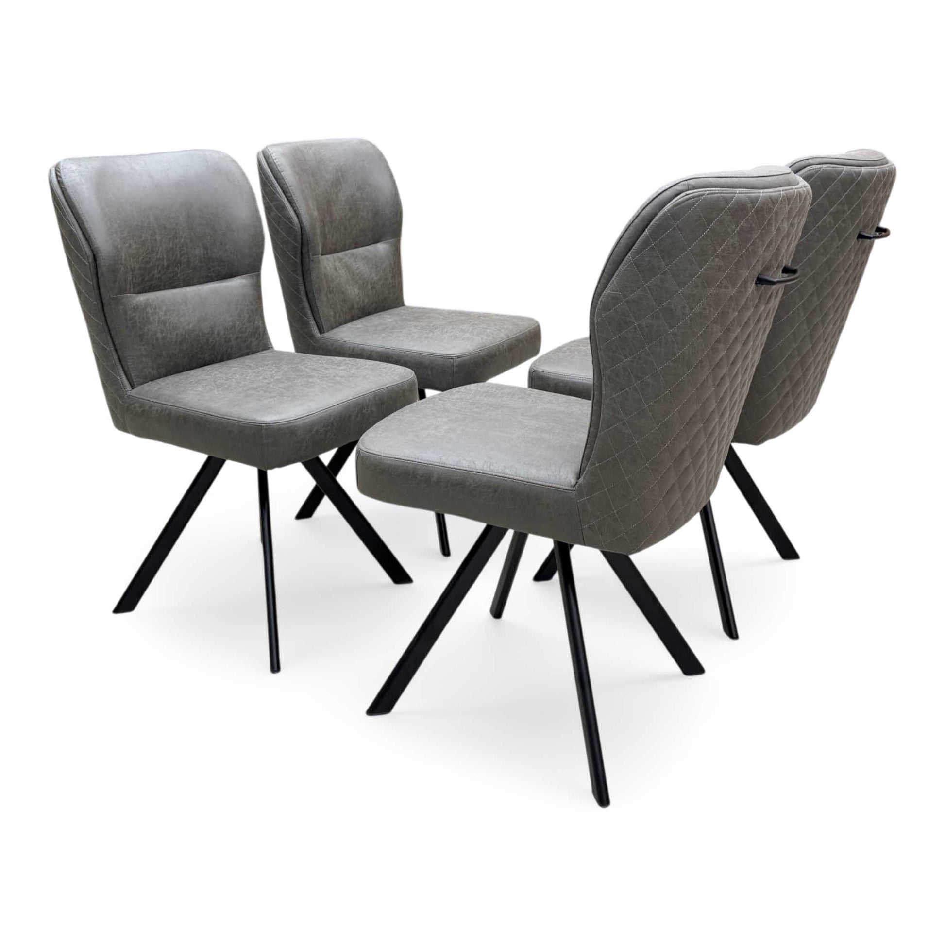'Bodahl 'Terra' Steel Grey Fabric Set of 4 Swivel Dining Chairs Furniture Village