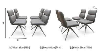 'Quattro' Taupe Faux Leather Set of 4 Swivel Dining Chairs Furniture Village