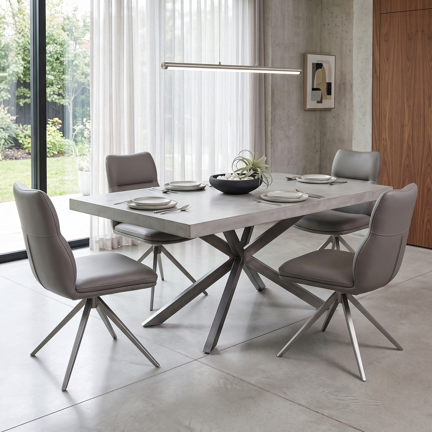 'Quattro' Taupe Faux Leather Set of 4 Swivel Dining Chairs Furniture Village