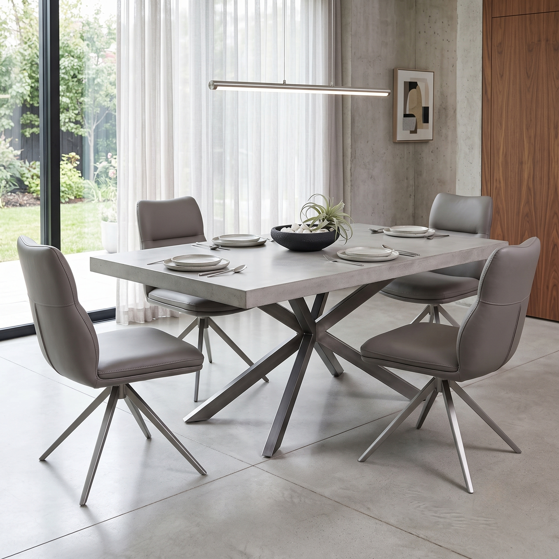 'Quattro' Taupe Faux Leather Set of 4 Swivel Dining Chairs Furniture Village