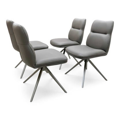 'Quattro' Taupe Faux Leather Set of 4 Swivel Dining Chairs Furniture Village