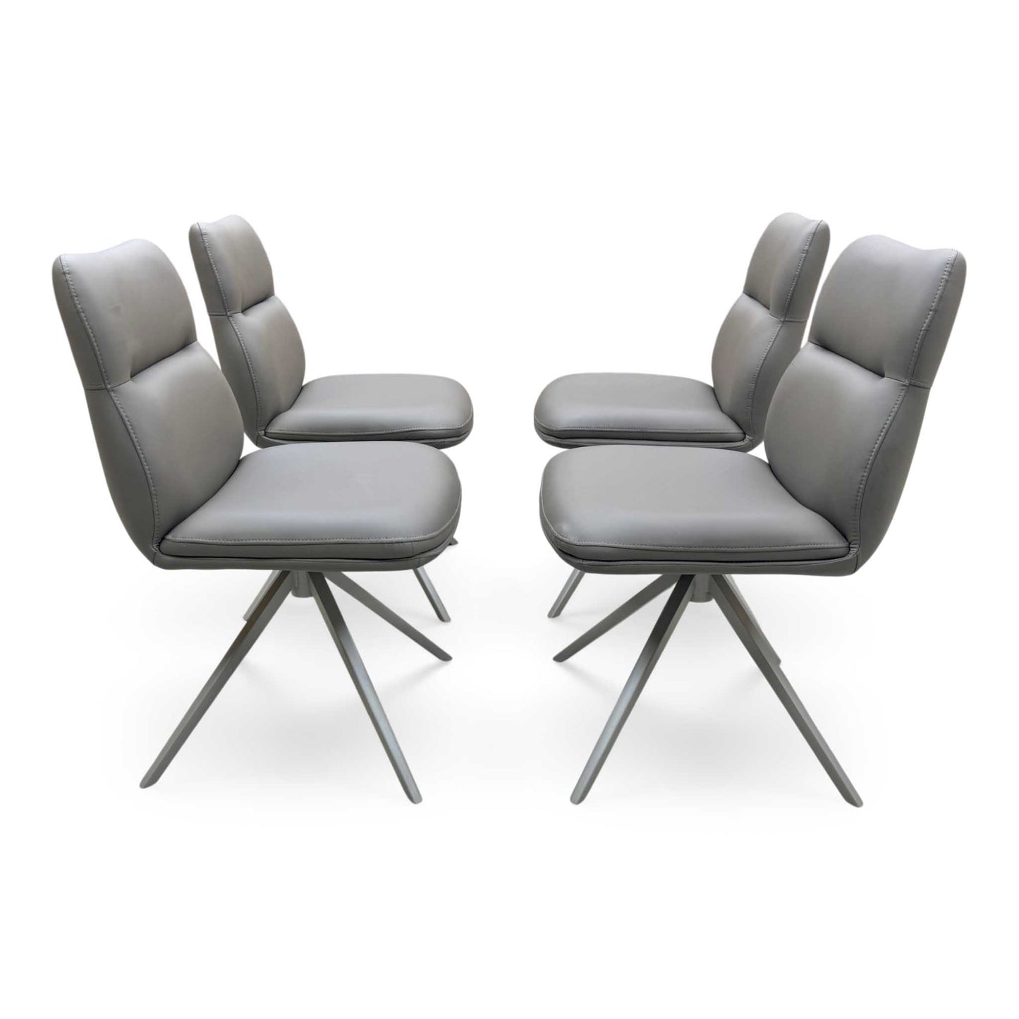 'Quattro' Taupe Faux Leather Set of 4 Swivel Dining Chairs Furniture Village