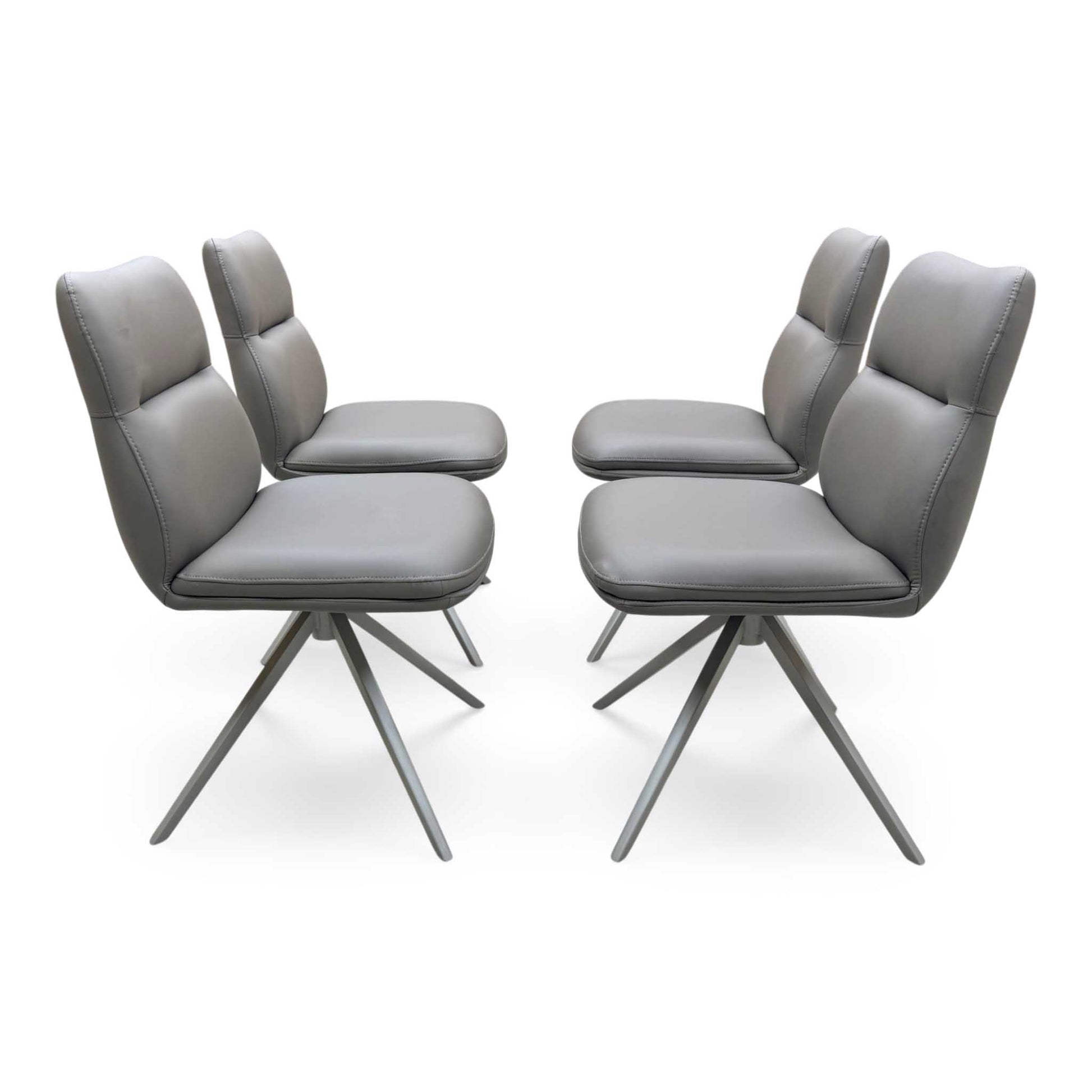 'Quattro' Taupe Faux Leather Set of 4 Swivel Dining Chairs Furniture Village
