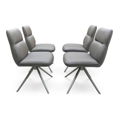 'Quattro' Taupe Faux Leather Set of 4 Swivel Dining Chairs Furniture Village
