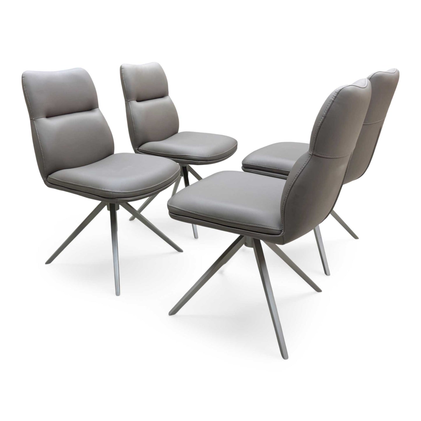 'Quattro' Taupe Faux Leather Set of 4 Swivel Dining Chairs Furniture Village