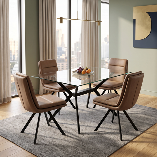 Bodahl 'Njord' Tan Brown Faux Leather Set of 4 Swivel Dining Chairs Furniture Village