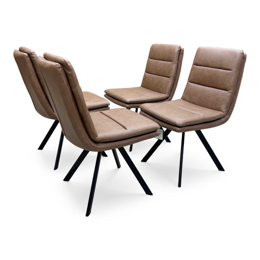 Bodahl 'Njord' Tan Brown Faux Leather Set of 4 Swivel Dining Chairs Furniture Village