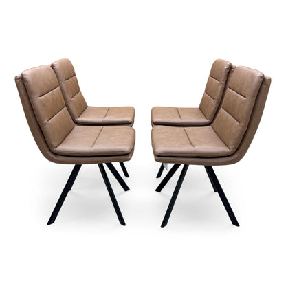Bodahl 'Njord' Tan Brown Faux Leather Set of 4 Swivel Dining Chairs Furniture Village