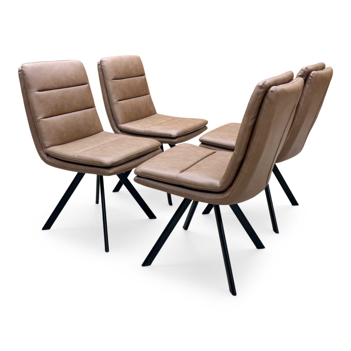 Bodahl 'Njord' Tan Brown Faux Leather Set of 4 Swivel Dining Chairs Furniture Village
