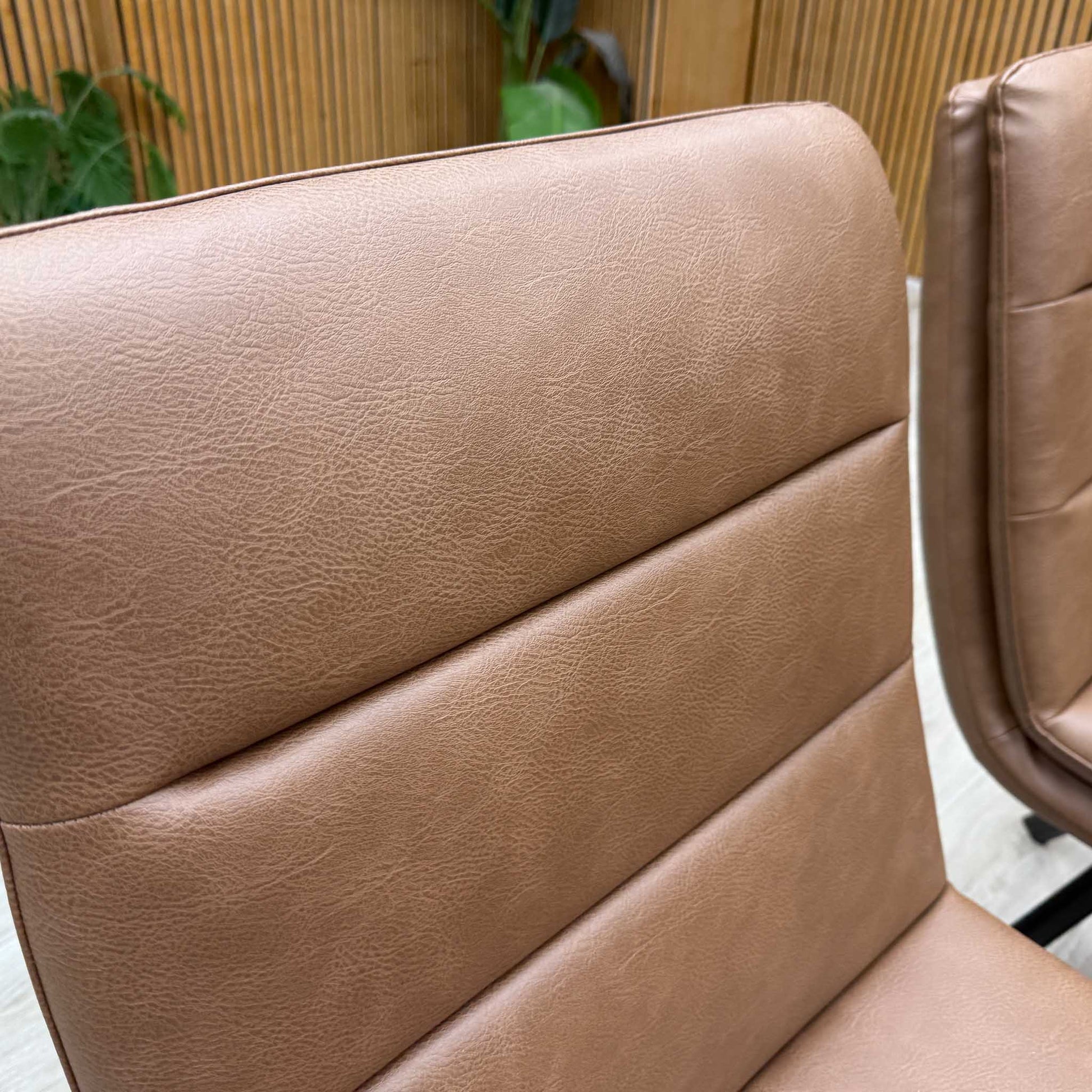 Bodahl 'Njord' Tan Brown Faux Leather Set of 4 Swivel Dining Chairs Furniture Village