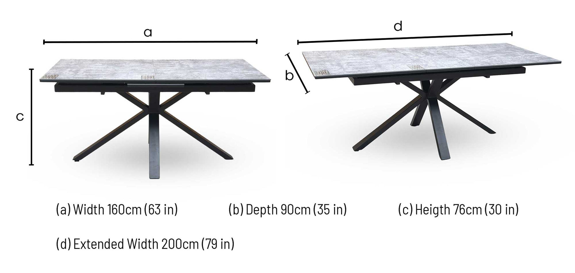 ‘Moon’ Concrete Effect 160cm Pop Up Extending Dining Table Furniture Village