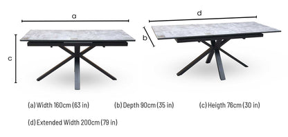‘Moon’ Concrete Effect 160cm Pop Up Extending Dining Table Furniture Village