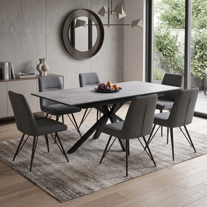‘Moon’ Concrete Effect 160cm Pop Up Extending Dining Table Furniture Village